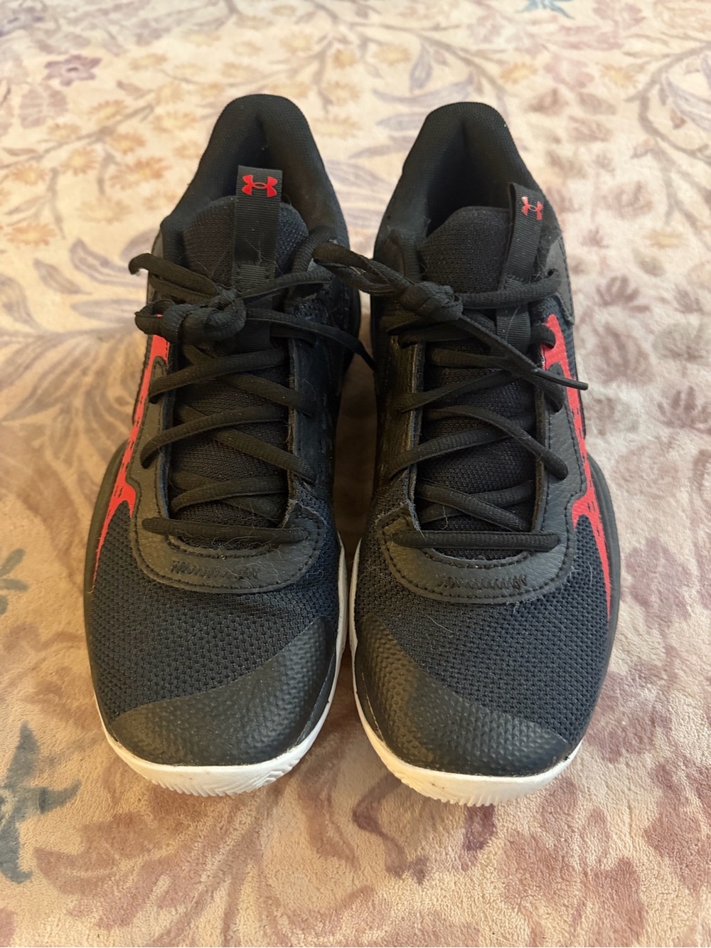 Under Armour Men’s Black and Red Athletic Basketball Sneakers